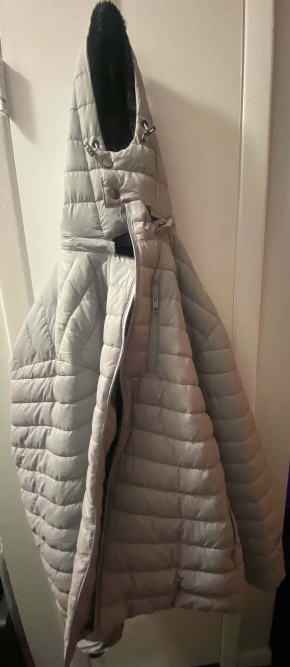 Zenovix Puffer Jacket Size 2XL Gray Hooded Quilted Faux Fur